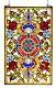 Colorful Floral Medallion Tiffany Style Stained Cut Glass Window Panel 20 x 32