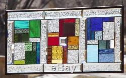 Colorful LifeBeveled Stained Glass Window Panel-30 3/4x 14 3/4 68x38cm