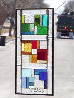 Colorful LifeBeveled Stained Glass Window Panel-30 3/4x 14 3/4 68x38cm