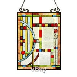 Colorful Stained Glass Hanging Window Panel Home Decor Suncatcher 25H