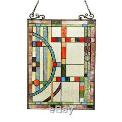 Colorful Stained Glass Hanging Window Panel Home Decor Suncatcher 25H