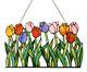 Colorful Tulip Flowers Stained Glass Window Panel Tiffany Style Floral Decor