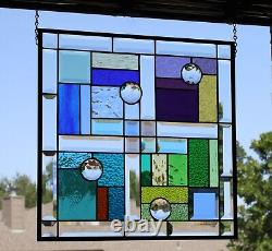 Colors & Jewels Stained Glass Window Panel -HMD 18 1/2X 18 1/2