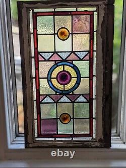 Compact Victorian stained glass panel