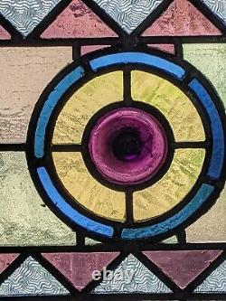 Compact Victorian stained glass panel