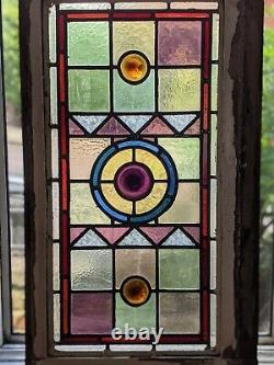 Compact Victorian stained glass panel