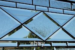 Completely beveled clear stained glass window panel 32 3/4x 12 3/4 Handmade