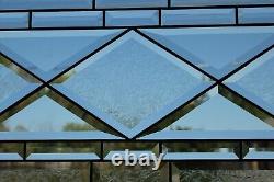 Completely beveled clear stained glass window panel 32 3/4x 12 3/4 Handmade