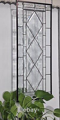 Completely beveled clear stained glass window panel 32 3/4x 12 3/4 Handmade