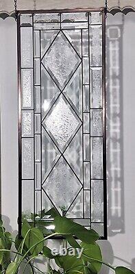 Completely beveled clear stained glass window panel 32 3/4x 12 3/4 Handmade