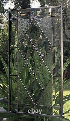 Contemporary Beveled Stained Glass Window Panel Hanging 9 1/2 X 18 1/2