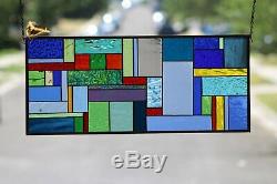 Contemporary Stained Glass Window Panel, Hanging (´`)