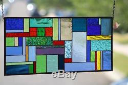 Contemporary Stained Glass Window Panel, Hanging (´`)