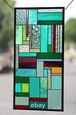 Contemporary- Stained Glass Window Panel, Hanging 25 3/4 x 13 3/4