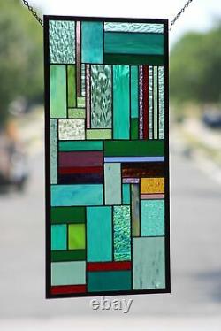 Contemporary- Stained Glass Window Panel, Hanging 25 3/4 x 13 3/4