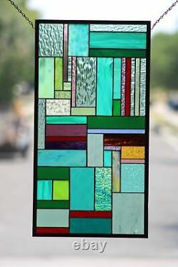 Contemporary- Stained Glass Window Panel, Hanging 25 3/4 x 13 3/4