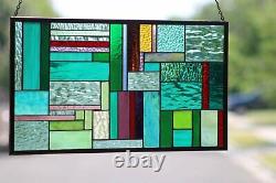 Contemporary- Stained Glass Window Panel, Hanging 25 3/4 x 13 3/4