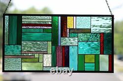 Contemporary- Stained Glass Window Panel, Hanging 25 3/4 x 13 3/4