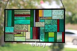 Contemporary- Stained Glass Window Panel, Hanging 25 3/4 x 13 3/4