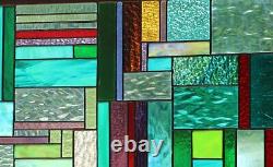 Contemporary- Stained Glass Window Panel, Hanging 25 3/4 x 13 3/4