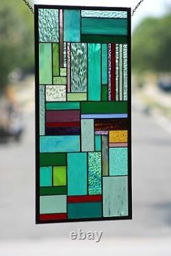 Contemporary- Stained Glass Window Panel, Hanging 25 3/4 x 13 3/4