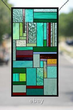 Contemporary- Stained Glass Window Panel, Hanging 25 3/4 x 13 3/4