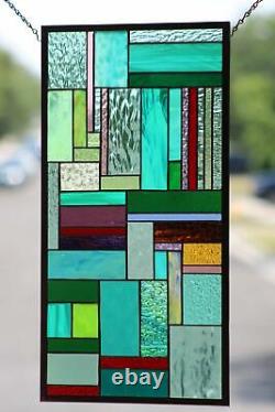 Contemporary- Stained Glass Window Panel, Hanging 25 3/4 x 13 3/4