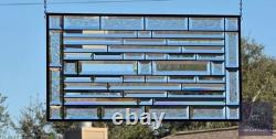 Contemporary Stained Glass panel, Clear beveled handcrafted, window hanging 26 ½