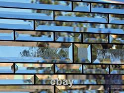 Contemporary Stained Glass panel, Clear beveled handcrafted, window hanging 26 ½