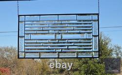 Contemporary Stained Glass panel, Clear beveled handcrafted, window hanging 26 ½