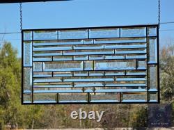 Contemporary Stained Glass panel, Clear beveled handcrafted, window hanging 26 ½