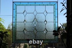 Contemporary Stained Glass panel beveled handcrafted window hanging 35x32