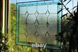Contemporary Stained Glass panel beveled handcrafted window hanging 35x32