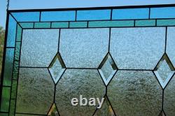 Contemporary Stained Glass panel beveled handcrafted window hanging 35x32