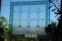 Contemporary Stained Glass panel beveled handcrafted window hanging 35x32