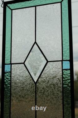 Contemporary Stained Glass panel, beveled handcrafted, window hanging 47 1/2 x 8