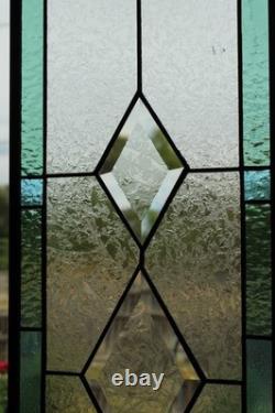 Contemporary Stained Glass panel, beveled handcrafted, window hanging 47 1/2 x 8