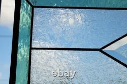 Contemporary Stained Glass panel, beveled handcrafted, window hanging 47 1/2 x 8