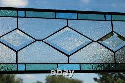 Contemporary Stained Glass panel, beveled handcrafted, window hanging 47 1/2 x 8