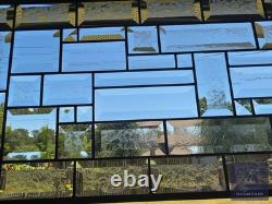 Contemporary clear stained glass panel, rectangular window hanging, 28 1/2x12 1/2