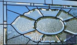 Contemporary rectangular stained glass window panel hanging 26 1/2 x 14 1/2 priv
