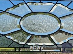 Contemporary rectangular stained glass window panel hanging 26 1/2 x 14 1/2 priv