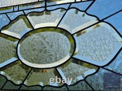 Contemporary rectangular stained glass window panel hanging 26 1/2 x 14 1/2 priv