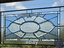 Contemporary rectangular stained glass window panel hanging 26 1/2 x 14 1/2 priv
