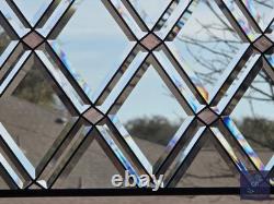 Contemporary stained glass hanging window panel diamoStained glass hanging panel
