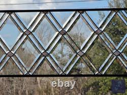 Contemporary stained glass hanging window panel diamoStained glass hanging panel