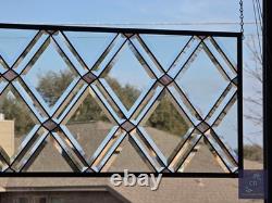 Contemporary stained glass hanging window panel diamoStained glass hanging panel