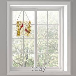 Cozy Cardinals Stained Glass Window Panel
