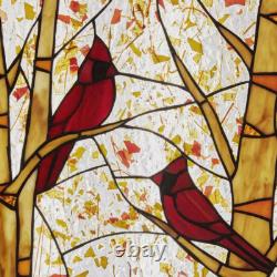 Cozy Cardinals Stained Glass Window Panel