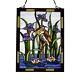 Crane Bird Stained Glass Hanging Window Tiffany Style Panel Design Decor 25H